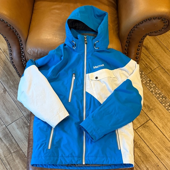 Marmot Men's Tower Three Insulated Ski Jacket sz Medium Blue White